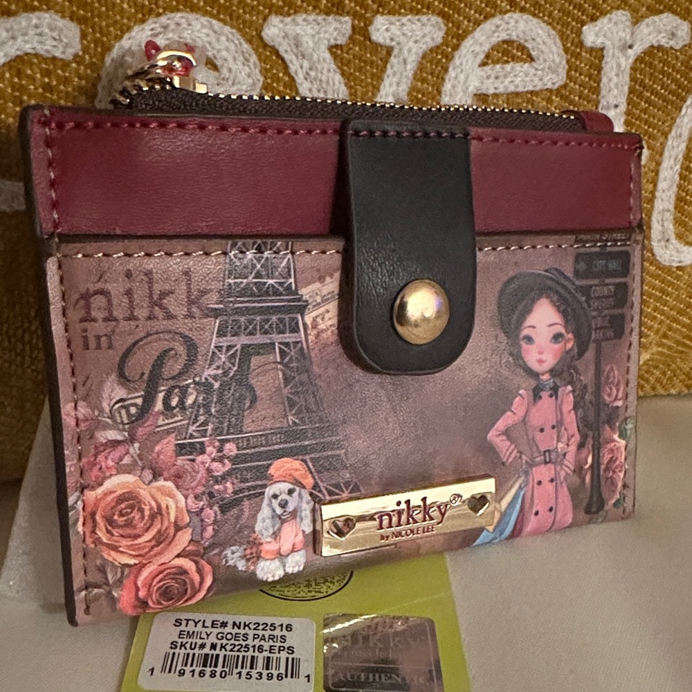 Nicole Lee Red and Brown Wallet with Parisian Design